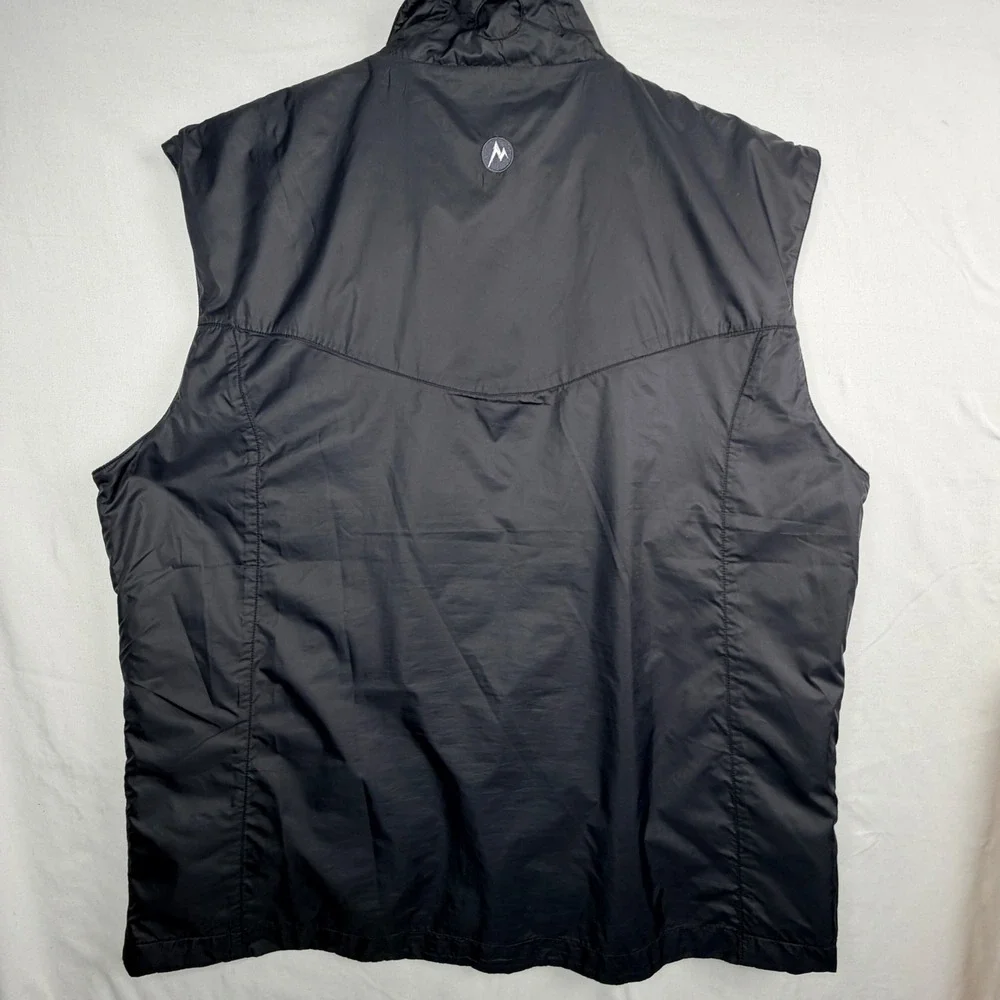 Marmot Full Zip Fleece Lined Vest XL Black Ripstop Shell Outdoor Hiking